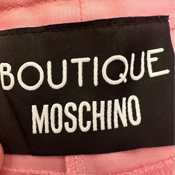 Moschino Pink Cotton Pants | Designer Straight-Leg Trousers - Picture 8 of 13